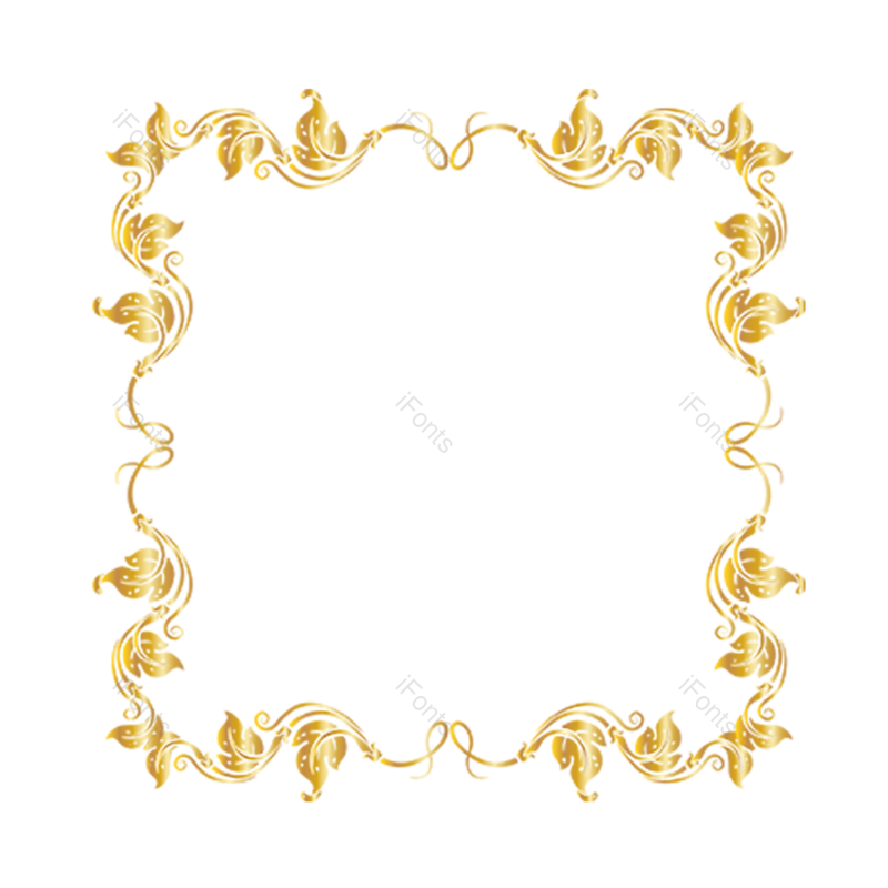 边框图片,欧式元素,花纹PNG,金色叶子免抠素材